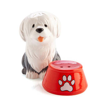 2pc Flavour Mates 3D Salt & Pepper Shaker Set 11.5x5.5x8.5cm Sheepdog w/ Bowl