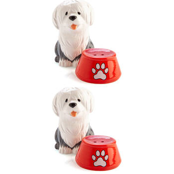 2x 2pc Flavour Mates Salt & Pepper Shaker Set 11.5x5.5x8.5cm Sheepdog w/ Bowl