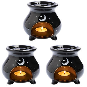 3PK MDI Cauldron Oil Burner Home Fragrance For Wax Melts/Tealight Black