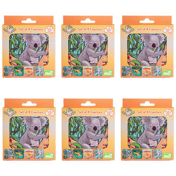 6x 4pc MDI Cork-Backed Drink Coasters Set Square Australiana Animals