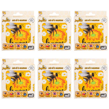6x 4pc Joybee Cork-Backed Drink Coasters Set Square Bee Yellow