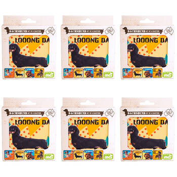 6x 4pc MDI Cork-Backed Drink Coasters Set Square Dachshund
