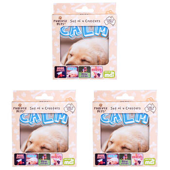 3x 4pc MDI Cork-Backed Drink Coasters Set Square Pet Dog
