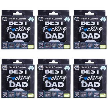 6x 4pc MDI Cork-Backed Drink Coasters Set Square Dad Father's Day