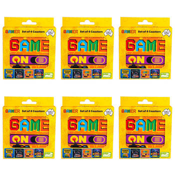 6x 4pc MDI Cork-Backed Drink Coasters Set Square Gamer