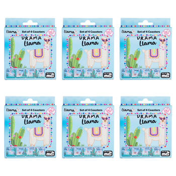 6x 4pc Alpaca Valley Cork-Backed Drink Coasters Set Square Llama