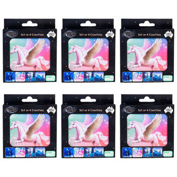 6x 4pc Mystical Worlds Cork-Backed Drink Coasters Set Square Mystical