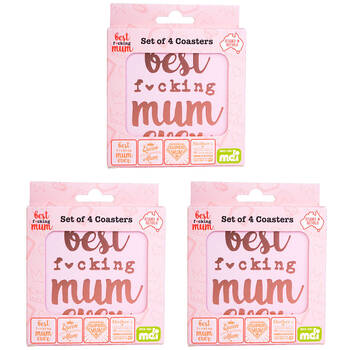 3x 4pc MDI Cork-Backed Drink Coasters Set Square Mum Mother's Day