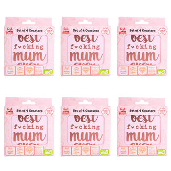 6x 4pc MDI Cork-Backed Drink Coasters Set Square Mum Mother's Day