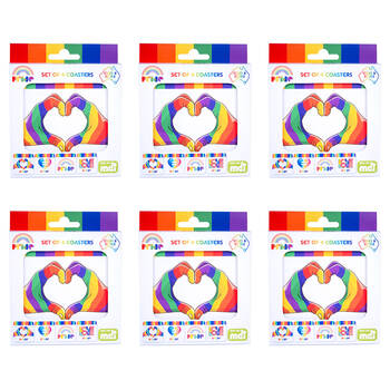 6x 4pc Pride Cork-Backed Drink Coasters Set Square Rainbow Pride
