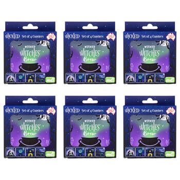 6x 4pc Mystical Worlds Cork-Backed Drink Coasters Set Square Wicked