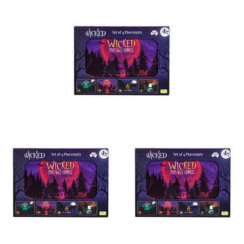 3x 4pc MDI Cord-Backed Heat-Resistant Placemat Set 29x21.5x0.5cm Wicked