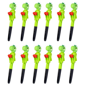 12PK Dino Island Pen Boxing Ballpoint Ink School Supplies Stationery 19cm Green