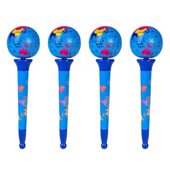 4PK MDI Pen Spinning Globe Ballpoint Ink School Supplies Stationery 16.8cm Blue