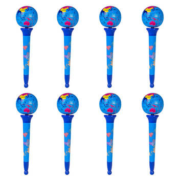 8PK MDI Pen Spinning Globe Ballpoint Ink School Supplies Stationery 16.8cm Blue