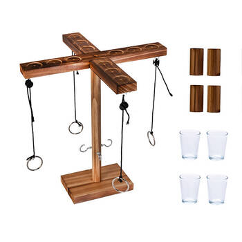 MDI Ring Toss Battle Royale Wooden Drinking Game 24.5x32cm - Brown