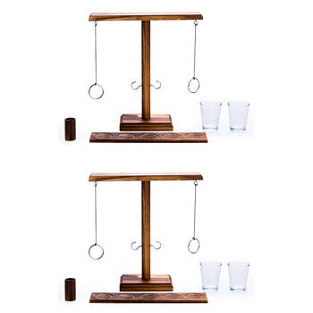 2PK MDI Wooden Ring Toss w/ Shot Glasses Set Drinking Game 25x26cm