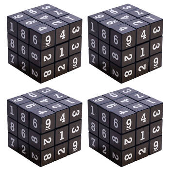 4PK MDI Sudoku Cube Number Puzzle Game Educational Toy 5.5x5.5cm Black