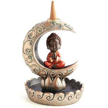 Mystical Worlds Backflow Burner Baby Buddha Moon Incense Burner