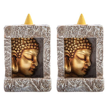2PK MDI Backflow Burner Frame Buddha Head Incense Burner