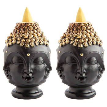 2PK MDI Backflow Burner 4 Faces Buddha Head Incense Burner