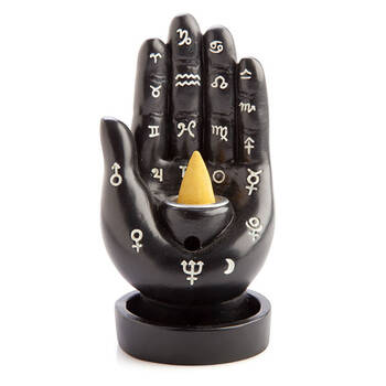 MDI Backflow Burner Hamsa Hand Incense Burner - Black