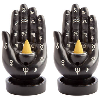 2PK MDI Backflow Burner Hamsa Hand Incense Burner - Black