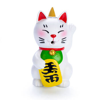 Lucky Cat Backflow Burner Lucky Kitty Incense Burner - White