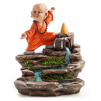 MDI Backflow Burner Kung-Fu Monk Incense Burner 15.5x14.5cm