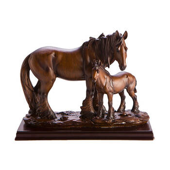 MDI Horse Family 2-Figurine Elegant Home Decor Brown