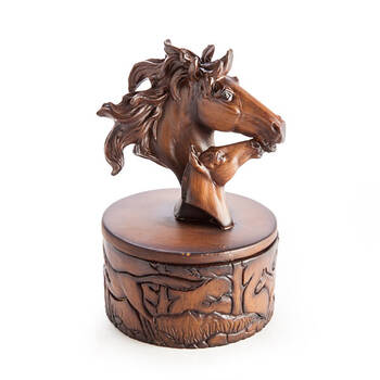 MDI Horse Trinket Box Traditional Wood Home Table Decor