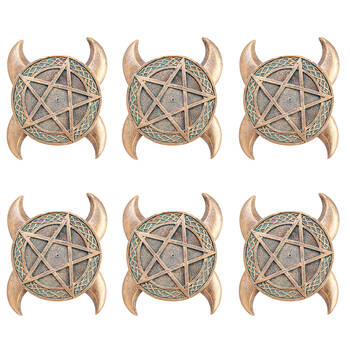 6PK MDI Stick Incense Burner Pentacle Stand/Holder Copper Home Fragrance Decor