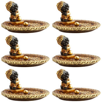 6PK MDI Stick Incense Burner Sleeping Buddha Stand Gold Home Fragrance Decor