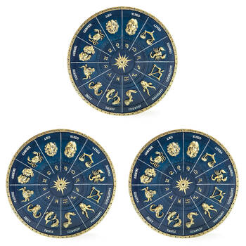 3PK MDI Stick Incense Burner Zodiac 3D Stand Gold/Deep Blue 17x17mm Home Decor