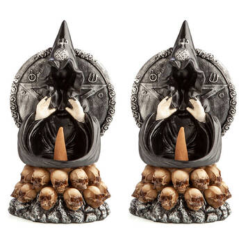 2PK Mystical Worlds Incense Burner/Backflow Baphomet Figure 21x12cm Home Decor