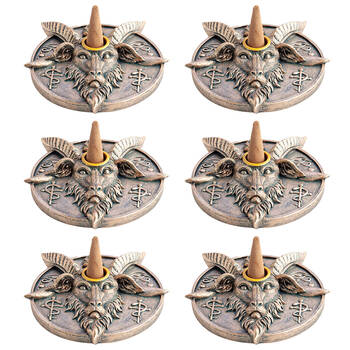 6PK MDI Incense Burner/Candle Holder Stand Baphomet Bronze 126x23mm Home Decor