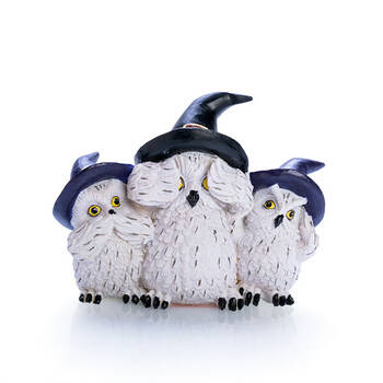 Mystical Worlds 3 Wise Snowy Owls Figurine 12.7x9.3cm - White