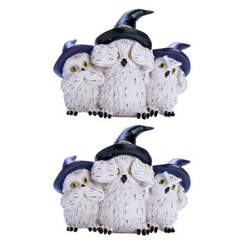 2PK Mystical Worlds 3 Wise Snowy Owls Figurine 12.7x9.3cm - White