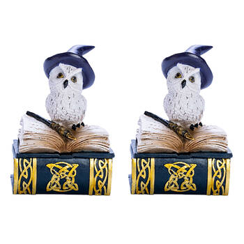 2PK Mystical Worlds Snowy Owl Book Trinket Box Figurine Ornament Home Decor