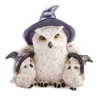 Mystical Worlds Snowy Owl Family Figurine Ornament Home Decor 13.5x12.2cm