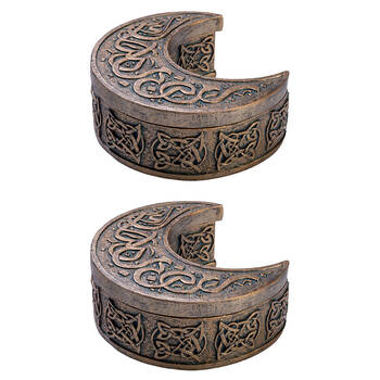 2PK Mystical Worlds Trinket Box Moon Gold Jewellery Storage Decor Antique
