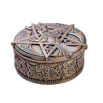 Mystical Worlds Trinket Box Pentacle Gold Jewellery Storage Decor Antique