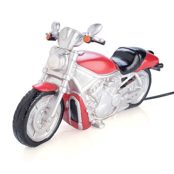 MDI Motorcycle Corded Table Lamp Room Decor 29x16cm - Red/Silver