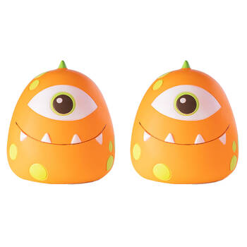 2PK Monsterlings Smooshos Pal Table Lamp Kids Bedroom Decor Orange Monster Borg