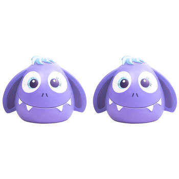 2PK Monsterlings Smooshos Pal Table Lamp Kids Room Decor Purple Monster Scout