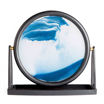 MDI Moving Sand Art Round Desk Home Decor 25x25cm - Blue