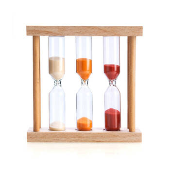 MDI Coloured Sand Wooden 3-In-1 Countdown Hourglass Timer 9x3x9cm
