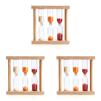 3PK MDI Coloured Sand Wooden 3-In-1 Countdown Hourglass Timer 9x3x9cm