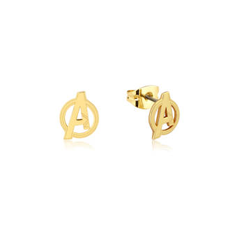 Couture Kingdom Sterling Silver Marvel Avengers Stud Earrings 10mm - Gold