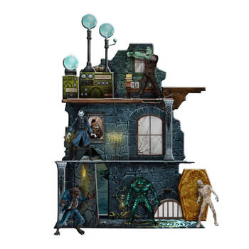  Mezco's Monsters Tower Of Fear Display Figure w/ Box Set 